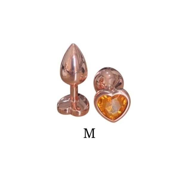 PLUG ANAL ROSÉ EM AÇO COM FORMATO DE CORAÇÃO - TAMANHO M